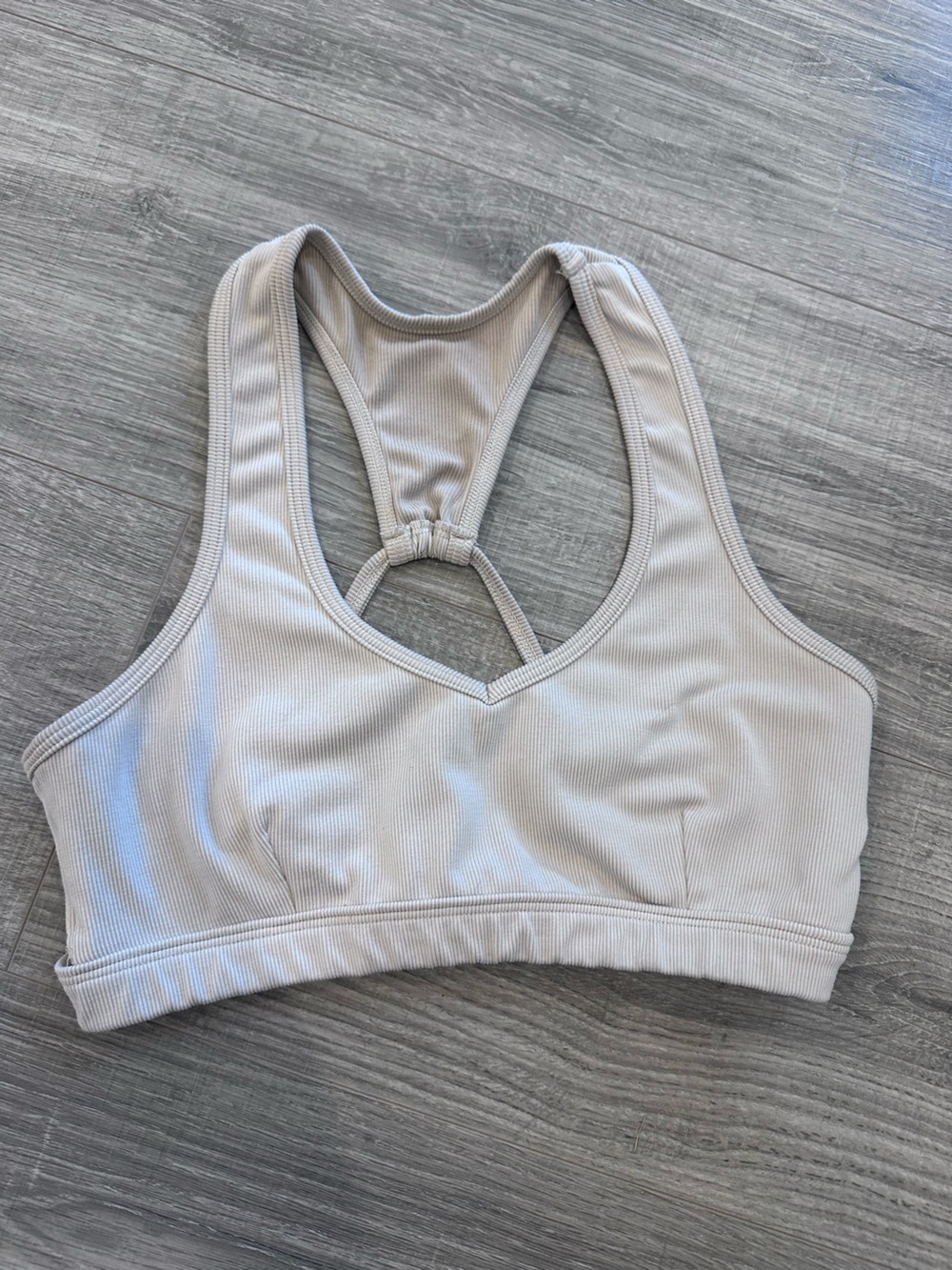 Bombshell Sportswear Ribbed Racerback Sports Bra - Cream
